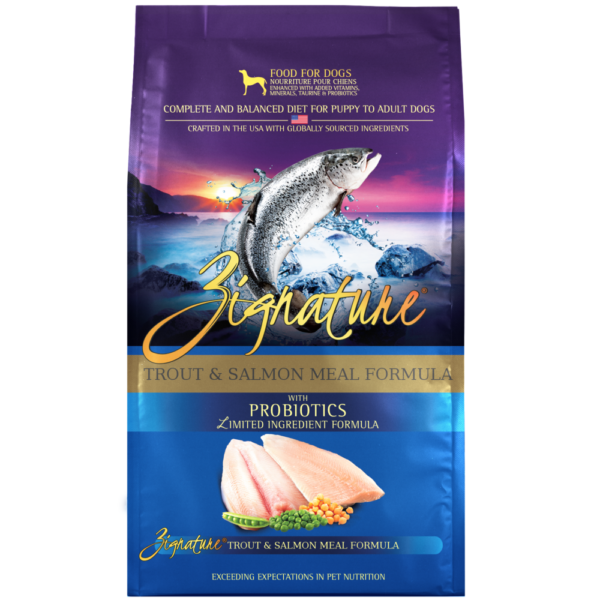 Zignature Trout & Salmon Alimento Seco Libre De Granos Para Perros 25 Lb