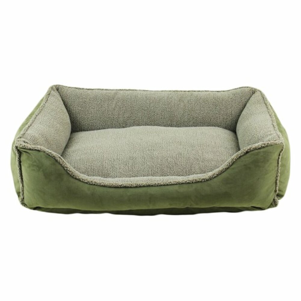 Carolina Pet Company Faux Suede & Tipped Berber Green Cama Rectangular Oliva Para Perros 24''