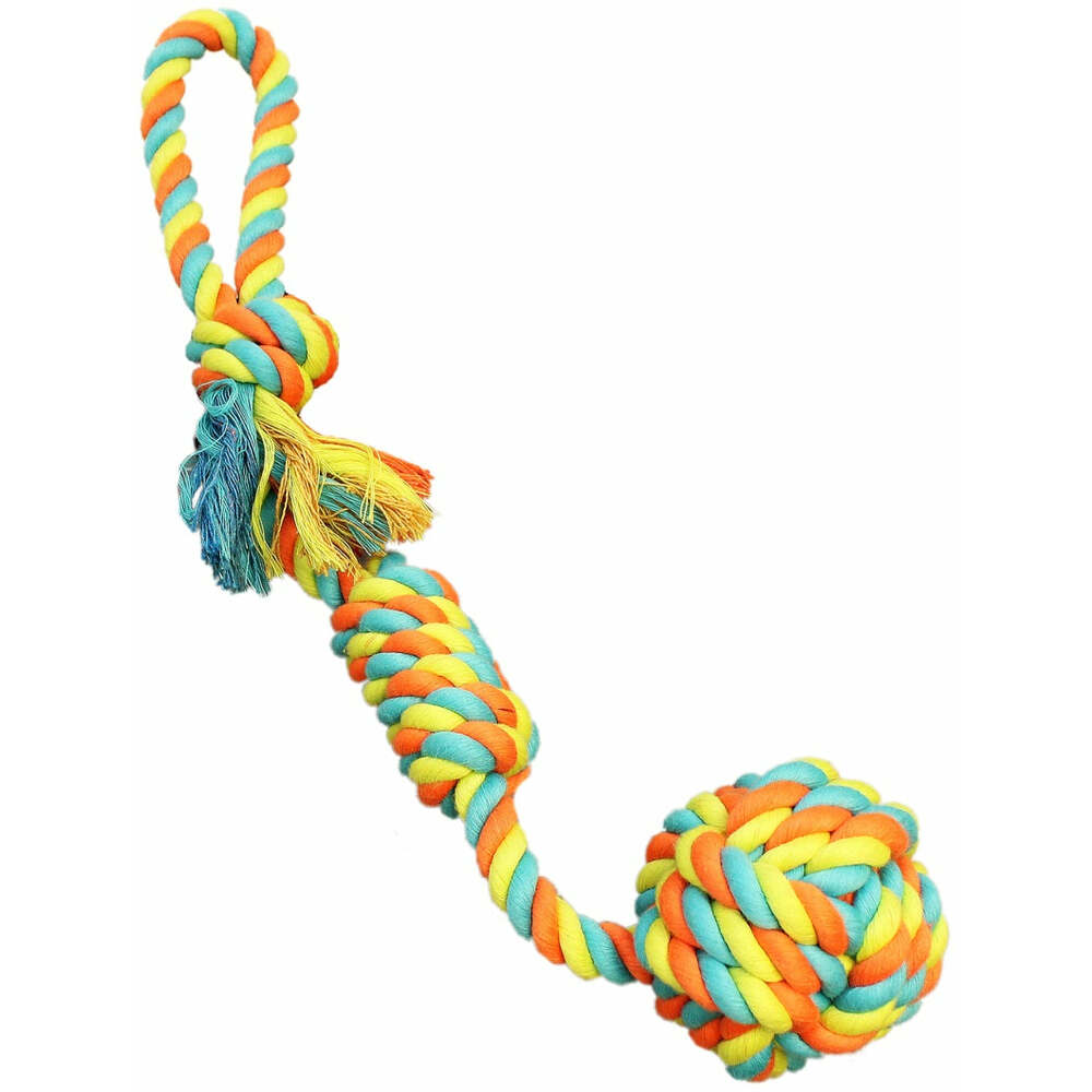 Chomper Rope Ball Tug Juguete Cuerda Tiron De Puño Anudado Para Perros 8"
