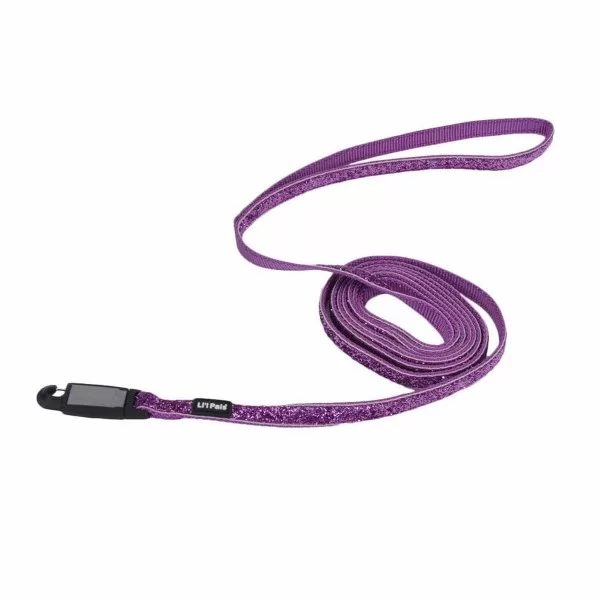Li'l Pals Correa Violeta Con Brillantina Para Perros 6' x 3/8"