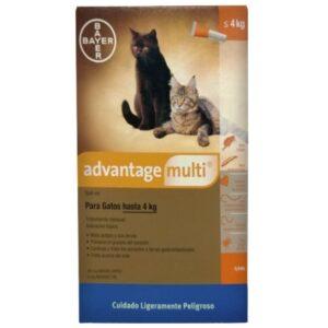 Advantage Multi Gato Menor A 4kg X 1 Pipeta Antipulgas Y Parasitos Internos Para Gatos