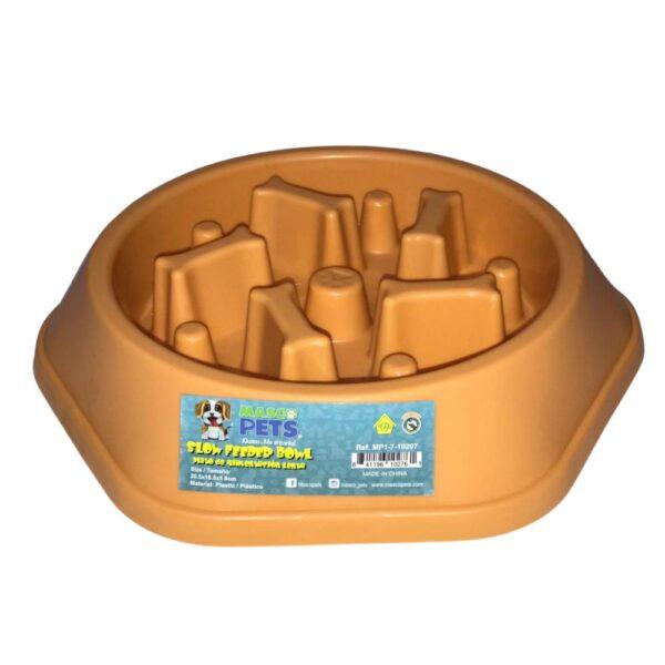 Masco Pets Slow Feeder Dog Bowl Plato Amarillo De Alimentación Lenta Para Perros 25cm