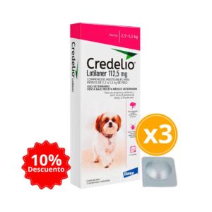 Credelio 2.5 A 5.5kg (6.1 A 12 Lbs) Tableta Antipulgas Y Garrapatas Para Perros 3 Tabletas