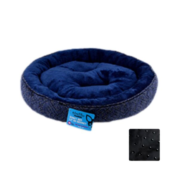 Riley & Rex Cama Redonda Antideslizante Azul Oscuro para Perros 20.08"